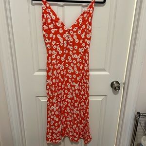 Reformation midi dress red daisy print sz 8